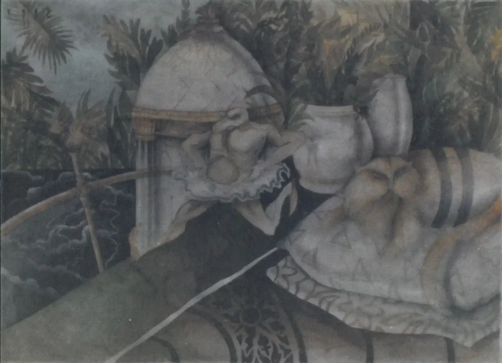 galerie parville jean antoire hierro aquarelles Chat Hibou aquarelle 12F 1982 6