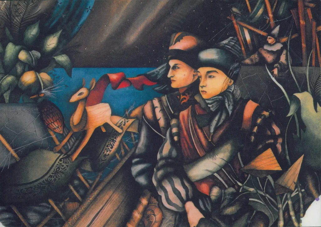 galerie parville jean antoire hierro aquarelles Couple gouache 20F 1984 12