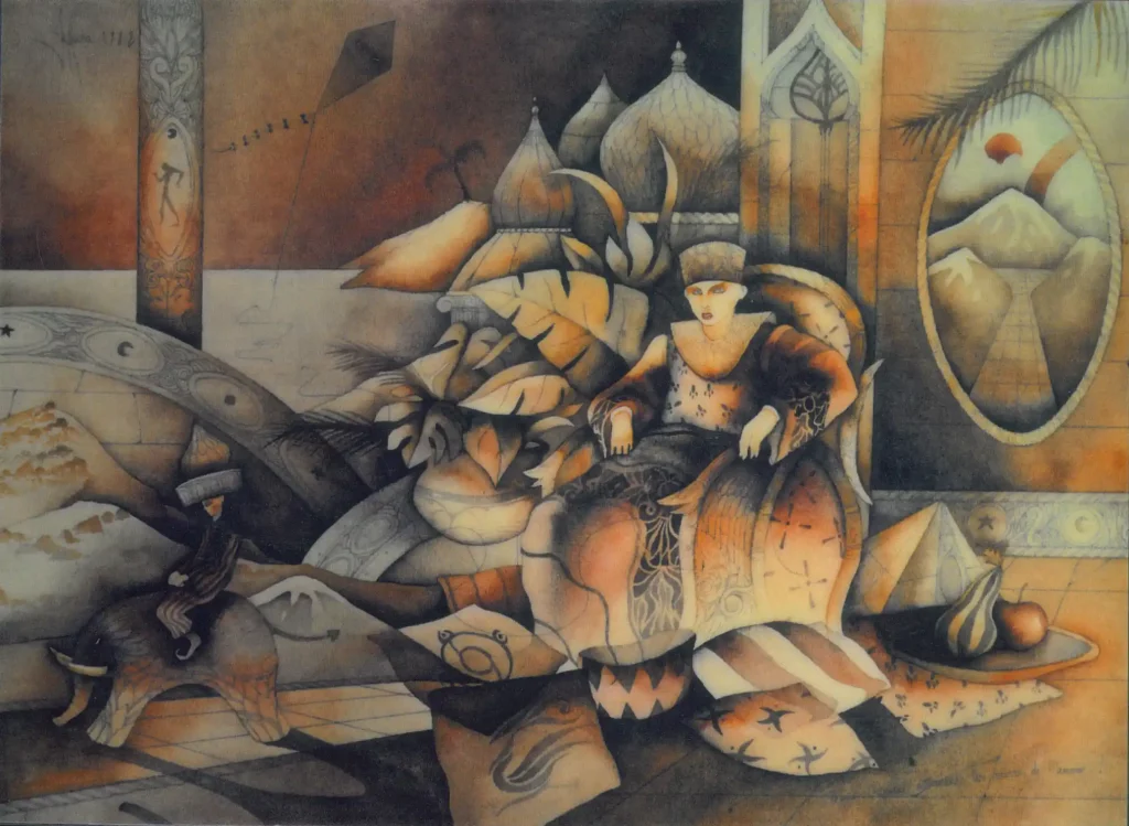 galerie parville jean antoire hierro aquarelles Désert de l amour gouache 20F 1982 14