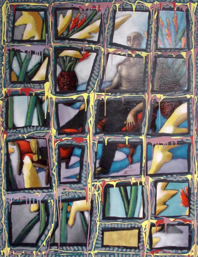 galerie parville jean antoire hierro aquarelles Dyptique Codé 2 114x146 18