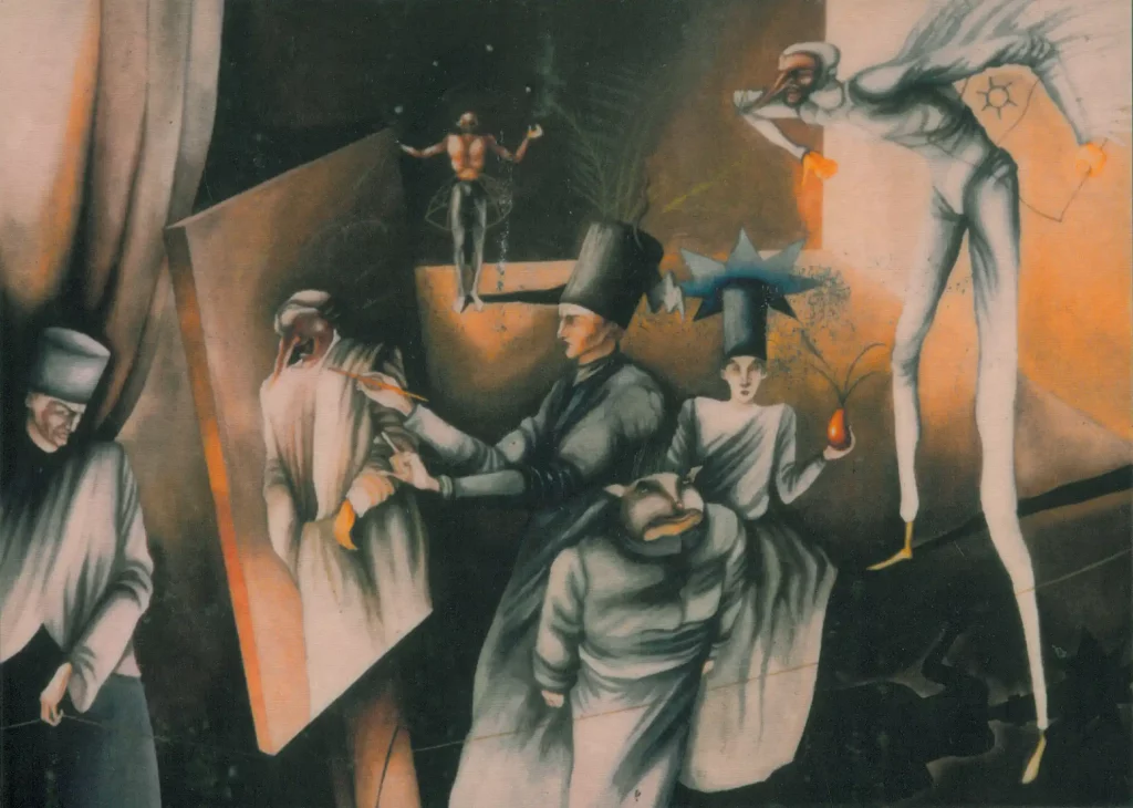 galerie parville jean antoire hierro aquarelles La ronde des fous gouache 20F 1985 47