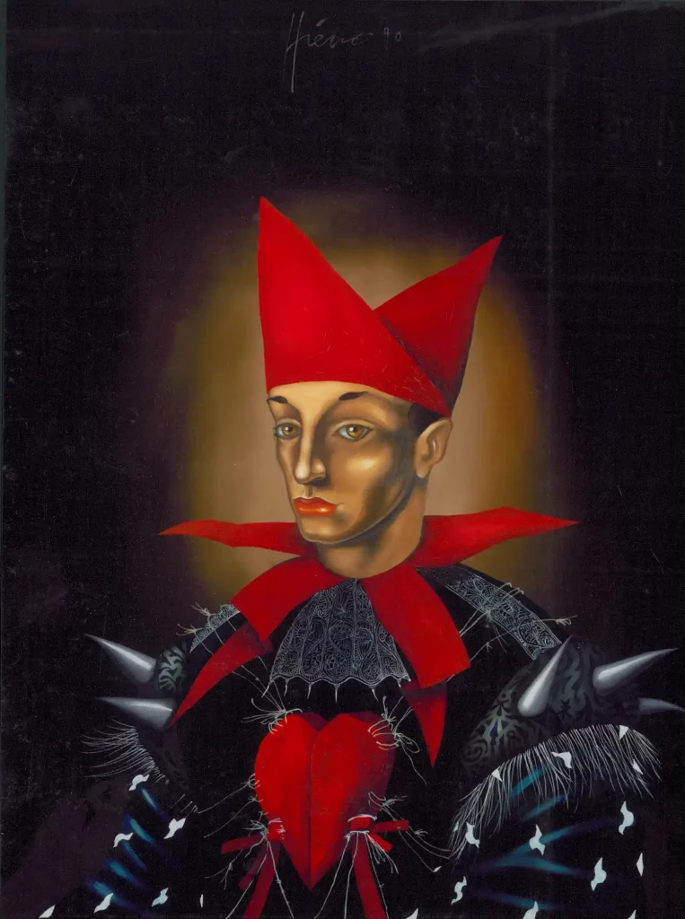 galerie parville jean antoire hierro aquarelles Portrait rouge huile sur toile 15F 1991 68